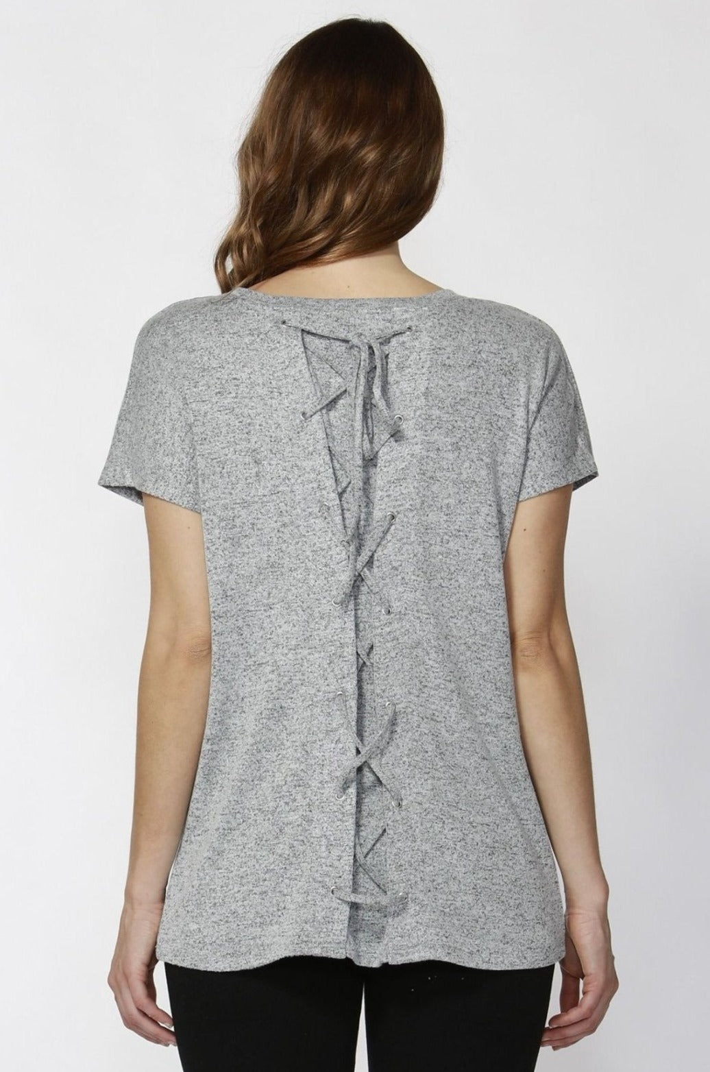 Sass James Adjustable Laced Back Top in Dove Grey - Hey Sara