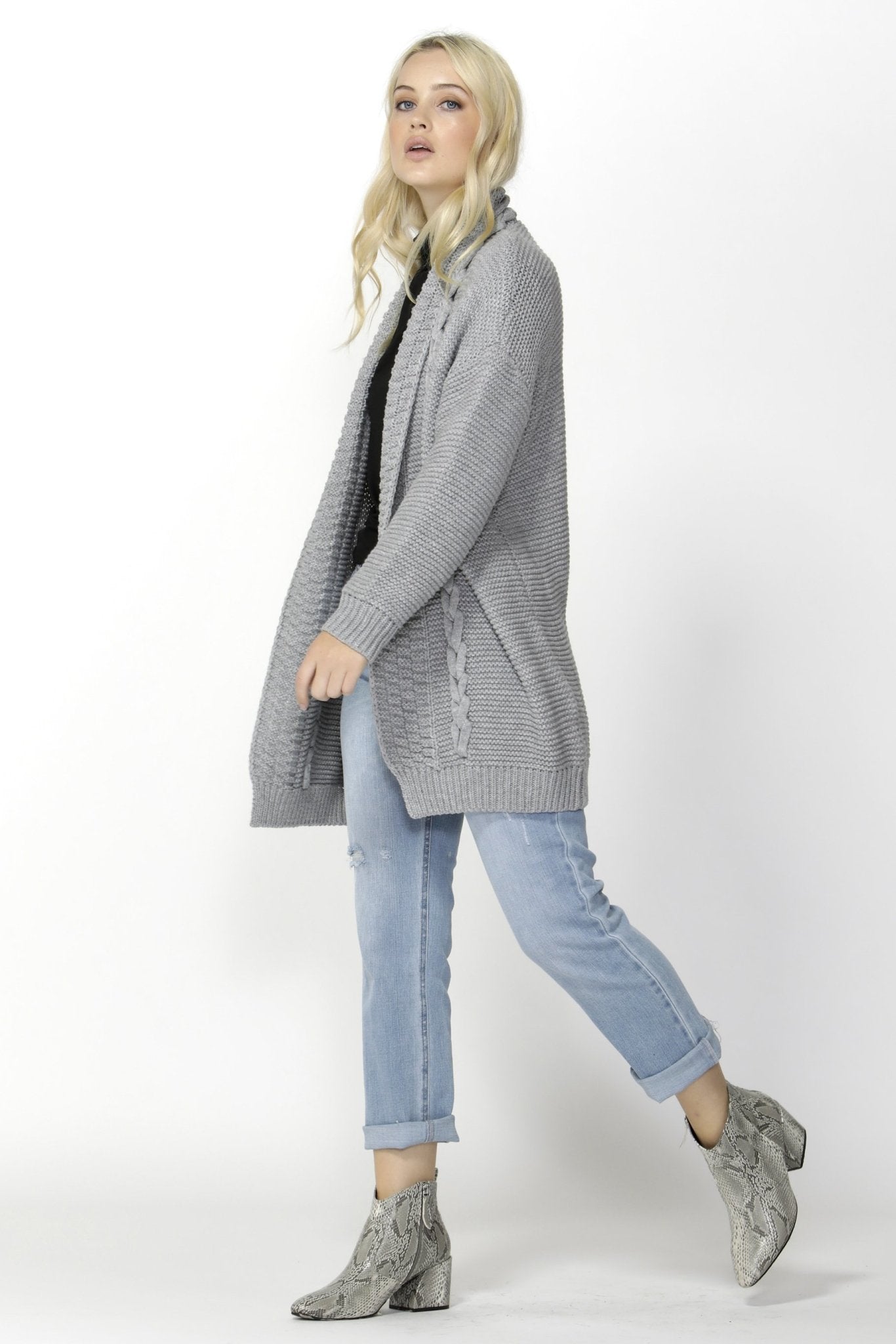 Sass Lady Lux Cable Cardigan in Grey - Hey Sara