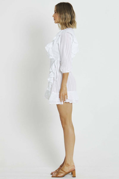 Sass Laurina Mini Wrap Dress in White - Hey Sara
