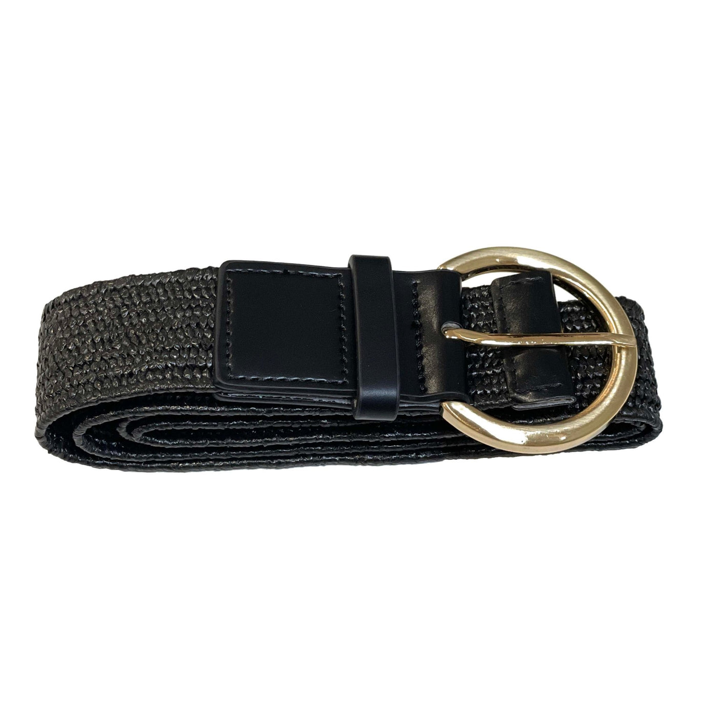 Sass Molly Stretch Belt in Black with Round Gold Buckle - Hey Sara