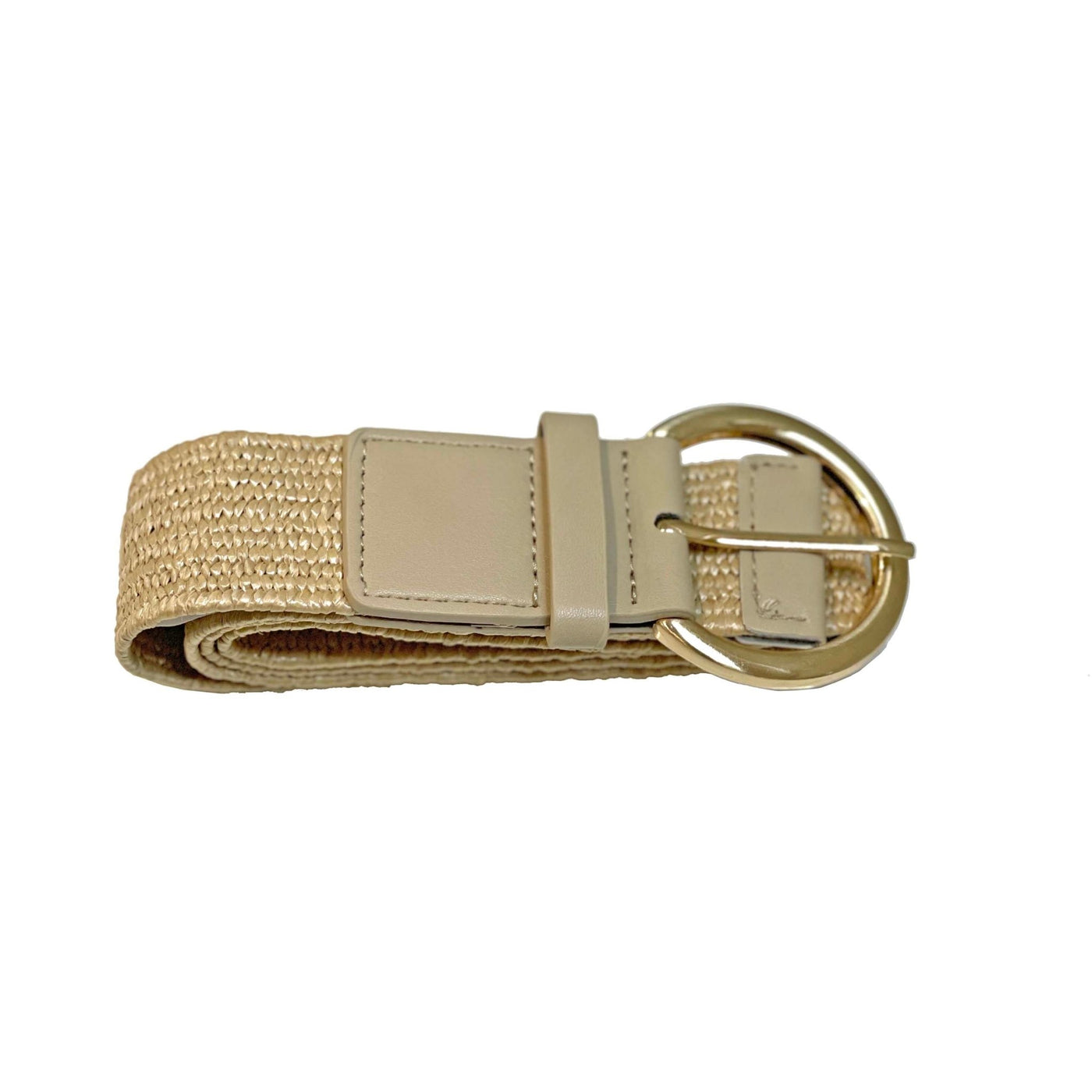 Sass Molly Stretch Belt in Natural with Round Gold Pin Buckle - Hey Sara