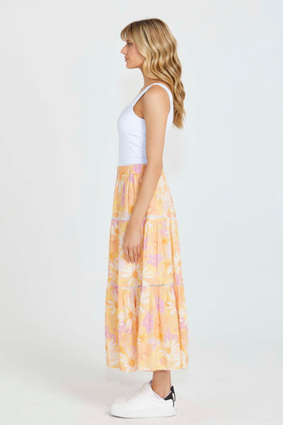 Sass Montana Tiered Midi Skirt in Tropical Floral - Hey Sara