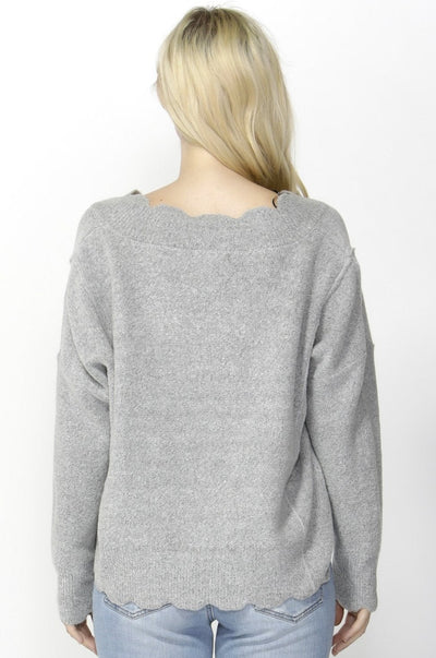 Sass Out of My Mind Scallop Knit in Grey - Hey Sara