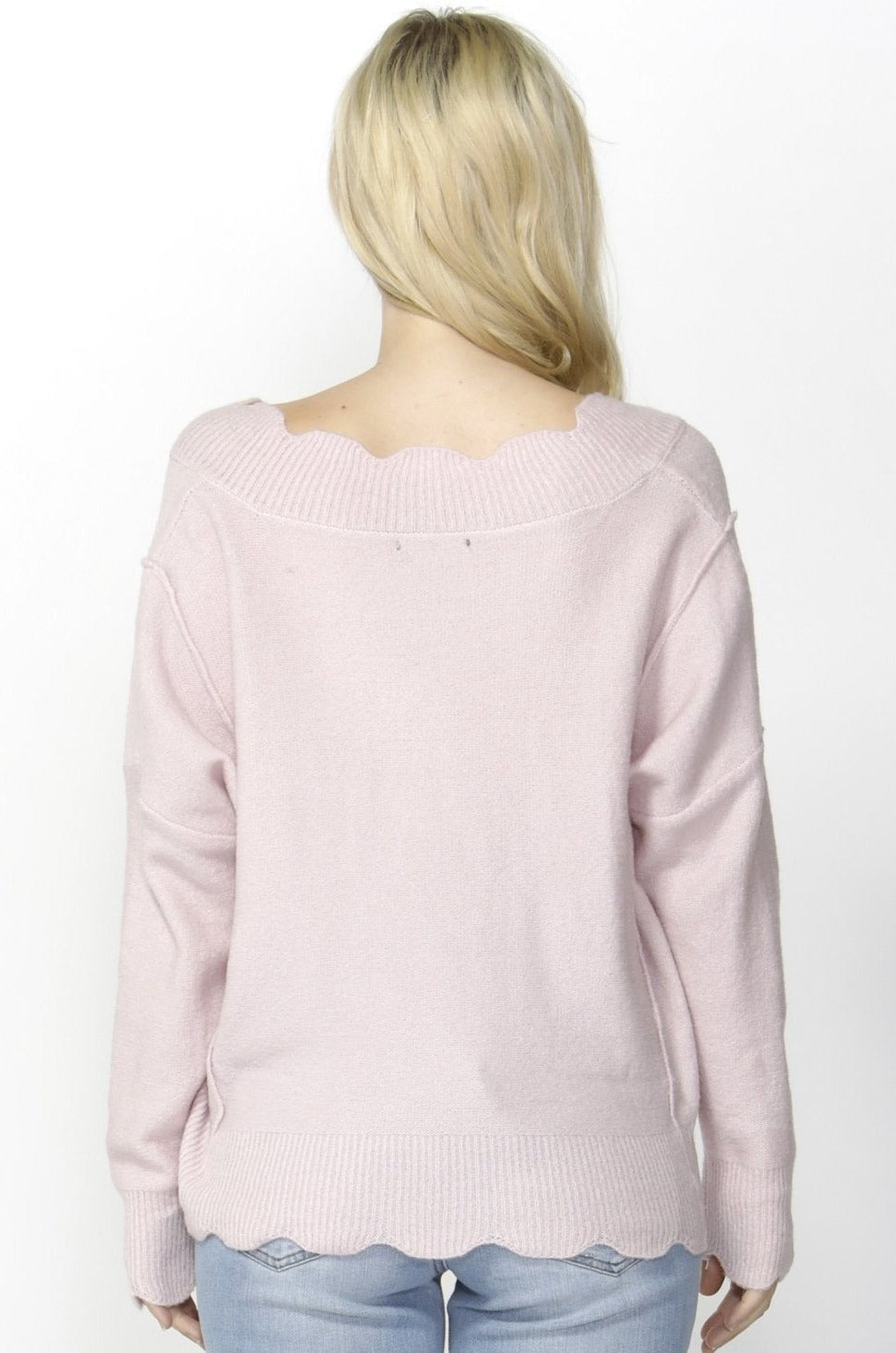 Sass Out of My Mind Scallop Knit in Powder Pink - Hey Sara