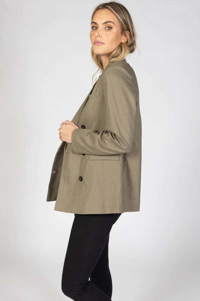 Sass Pippa Linen Jacket in Khaki - Hey Sara