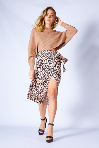 Sass Safari Queen Wrap Skirt in Beige with Print - Hey Sara