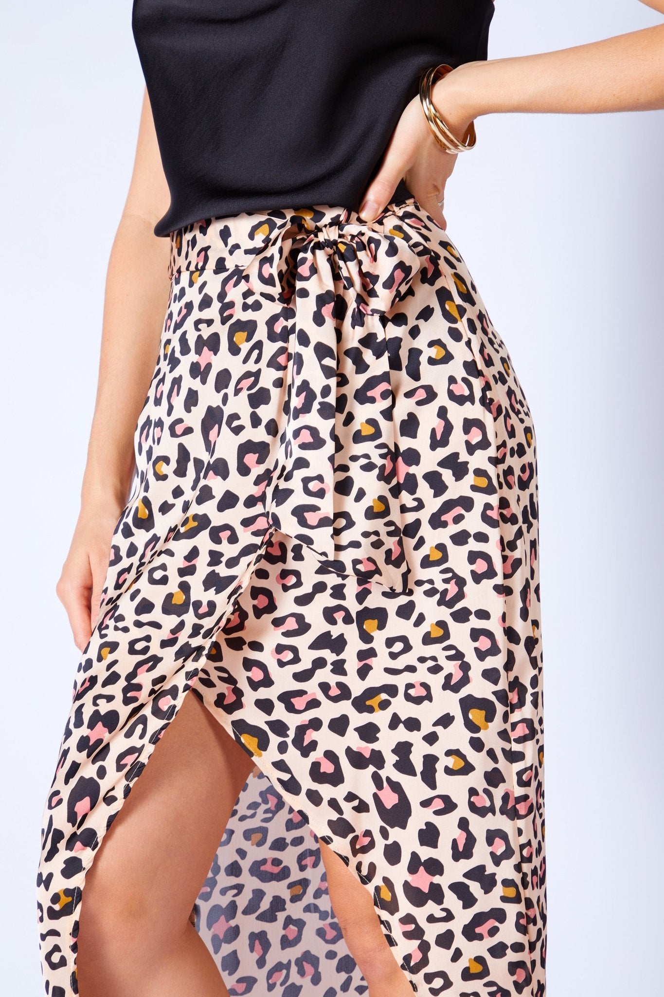 Sass Safari Queen Wrap Skirt in Beige with Print - Hey Sara