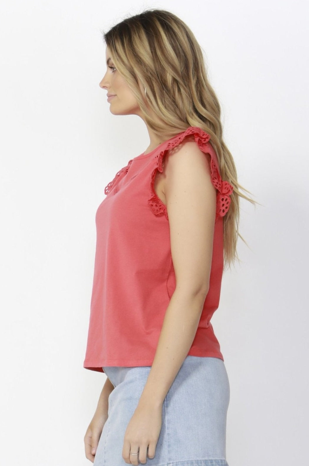 Sass Sweet Escape Lace Top in Watermelon - Hey Sara