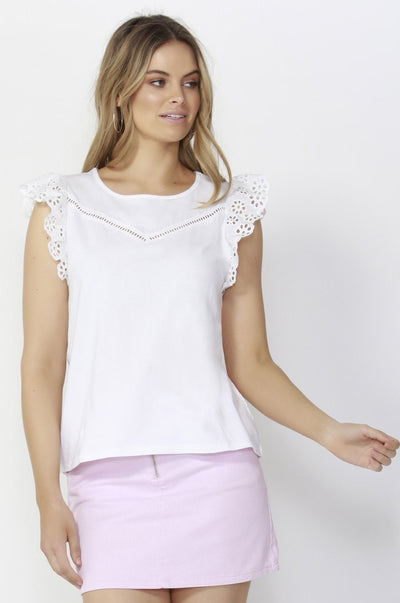 Sass Sweet Escape Lace Top in White - Hey Sara