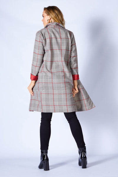 Sass Undercover Check Trench Coat in Pink Check - Hey Sara