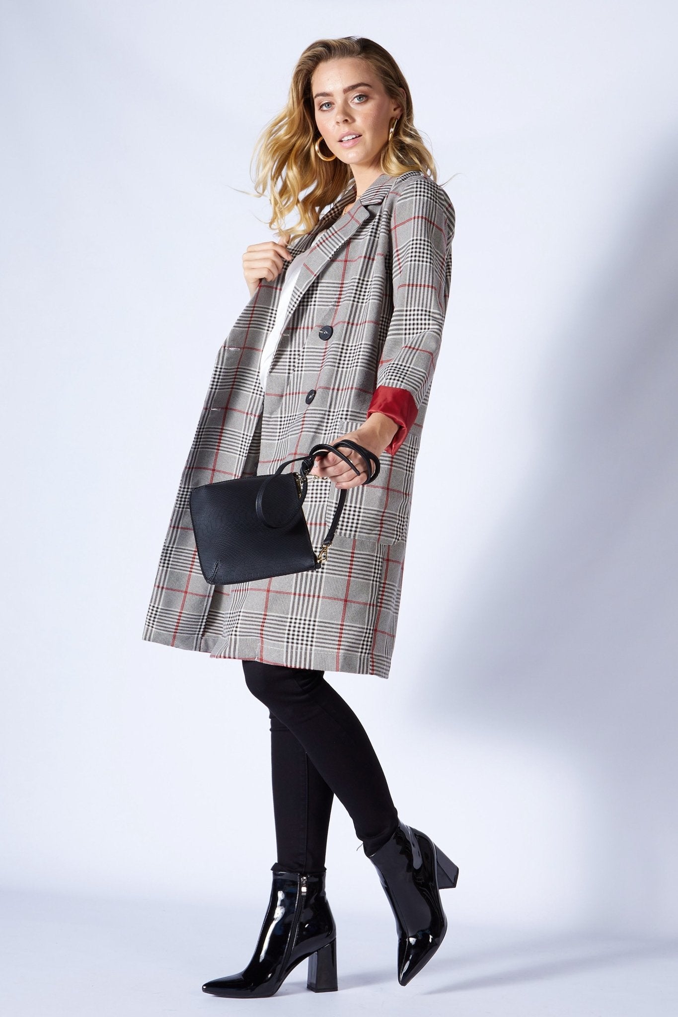 Sass Undercover Check Trench Coat in Pink Check - Hey Sara