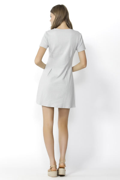Sass Young At Heart Buttoned Dress in Silver Marle - Hey Sara
