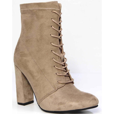 Therapy Aiken Lace Up Ankle Boot in Taupe Suede - Hey Sara