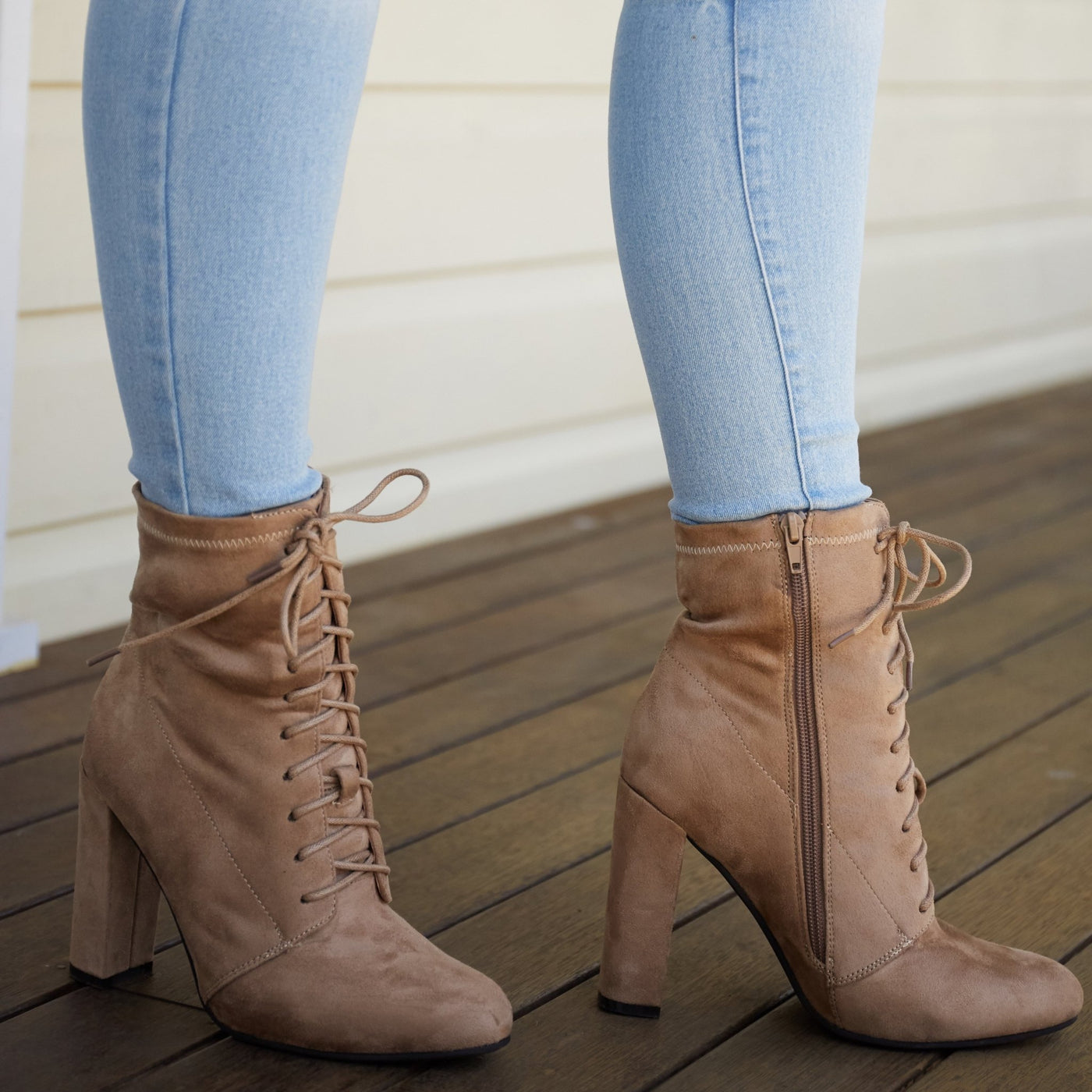 Therapy Aiken Lace Up Ankle Boot in Taupe Suede - Hey Sara